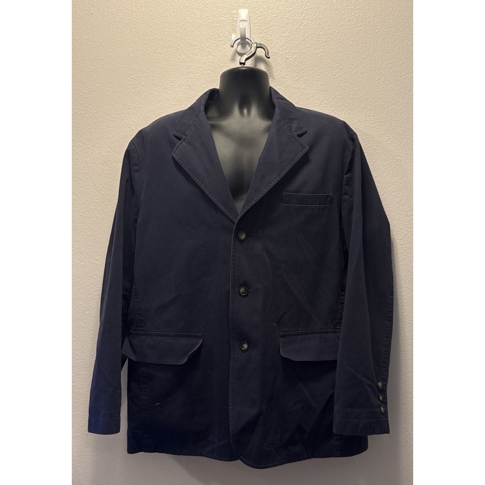 St Johns Bay Mens L Navy Blue Everyday Blazer Sport Coat 3 Button Pockets Cotton